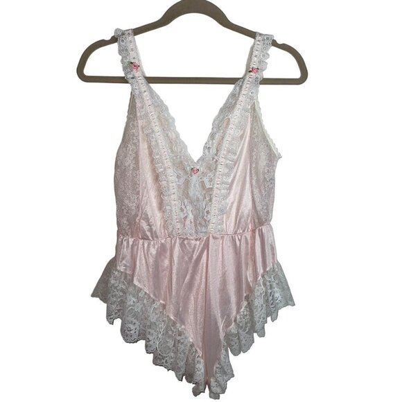 Tosca Of California Vintage Womens Romper Size Small Pink Lace Teddy Lace